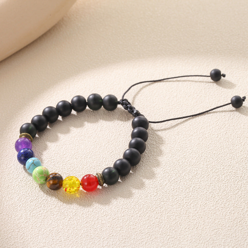 Pulsera de aleación de cuentas de ágata de piedra de lava al por mayor